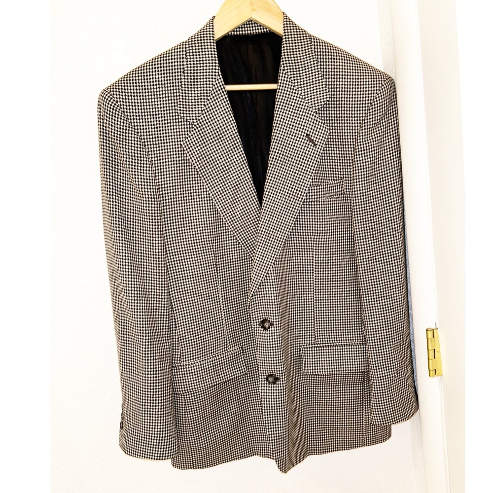 VINTAGE Italian Houndstooth Oversized Single Breasted Union Made SZ: Large